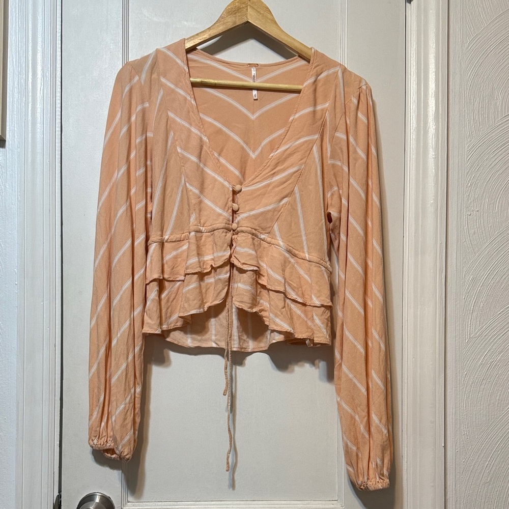 Free People Peach Chevron Blouse